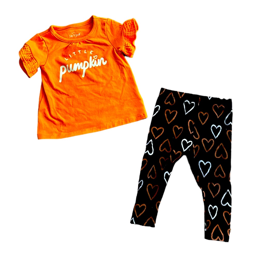 {Cat & Jack} 6-9 Month "Little Pumpkin" 2pc. Short Sleeve Shirt and Leggings